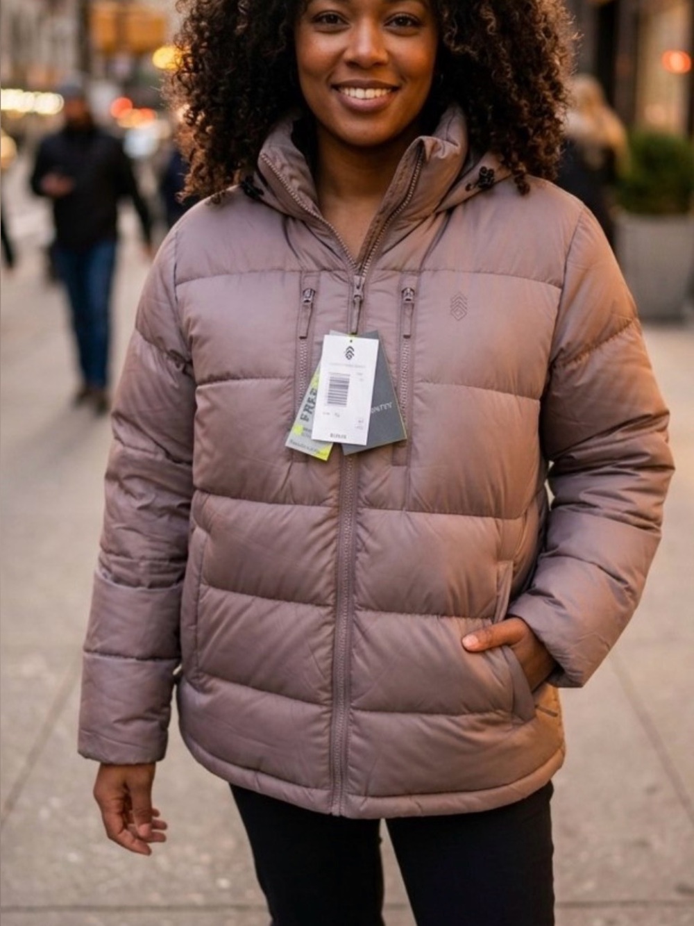 Free Country Light Tan Puffer Jacket with Hood